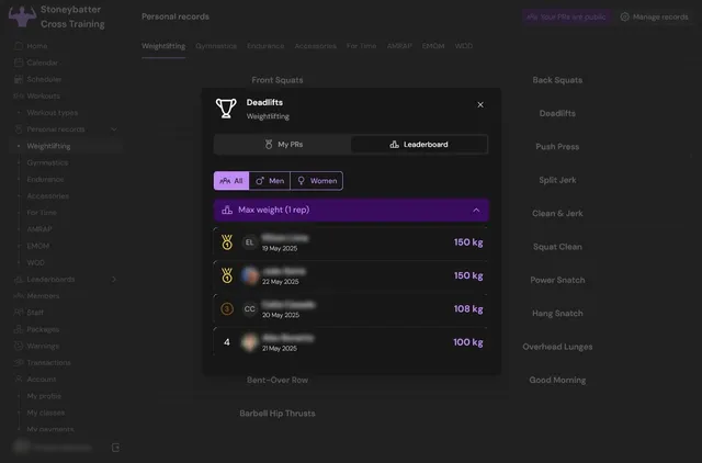Capture classement personal records