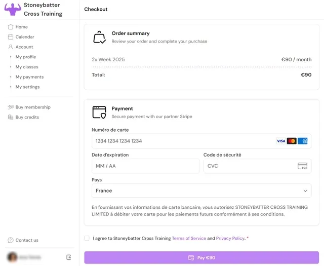Capture page de paiement